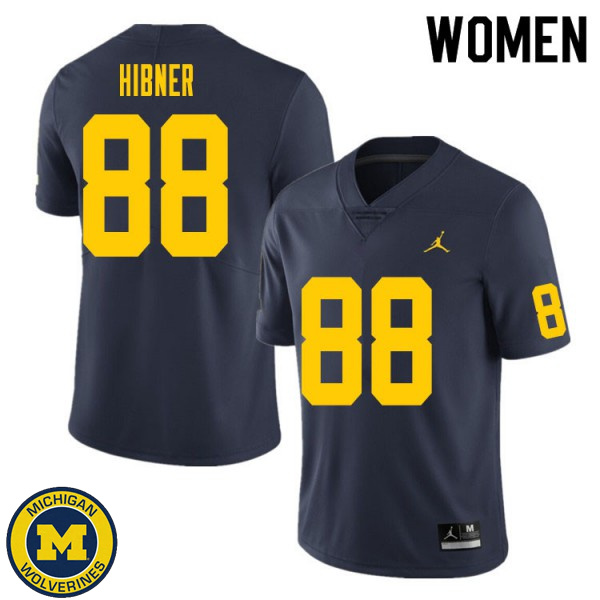 Womens Michigan Wolverines #88 Matthew Hibner Navy Official Game Jersey